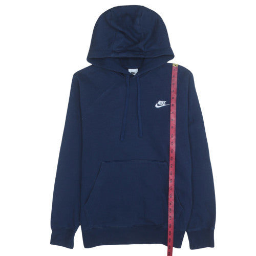 Nike Mens Blue Pullover Hoodie Small Regular Fit Logo Fleece