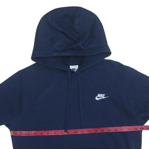 Nike Mens Blue Pullover Hoodie Small Regular Fit Logo Fleece