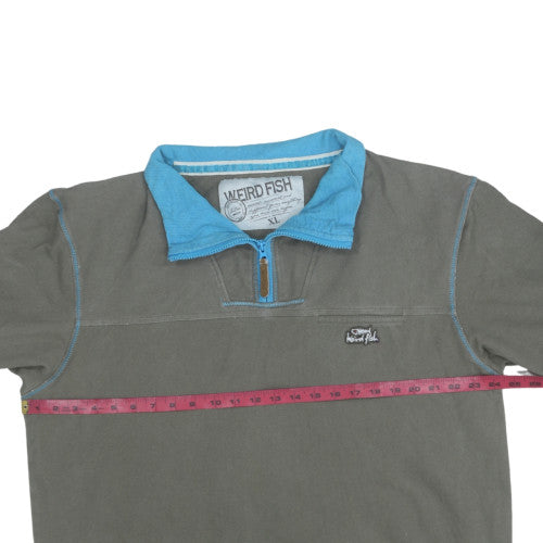 Weird Fish Men's Green XL 1/4 Zip Cotton Sweatshirt