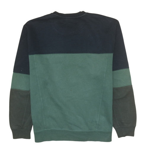Nike Men's Green & Black Colourblock Crew Neck Sweatshirt L Classic Fit