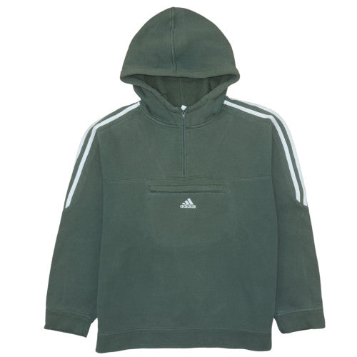 Adidas Men's Green 1/2 Zip Fleece Hoodie Size L Regular Fit