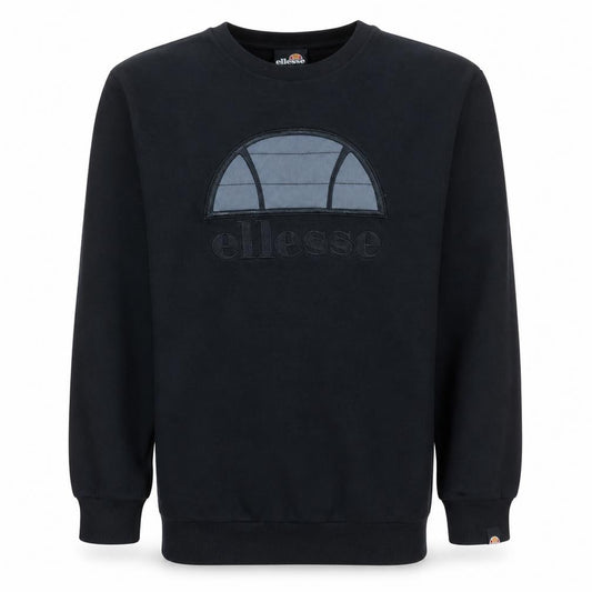 Front view of Ellesse Men's Black XS Pullover Crew Neck Logo Sweatshirt