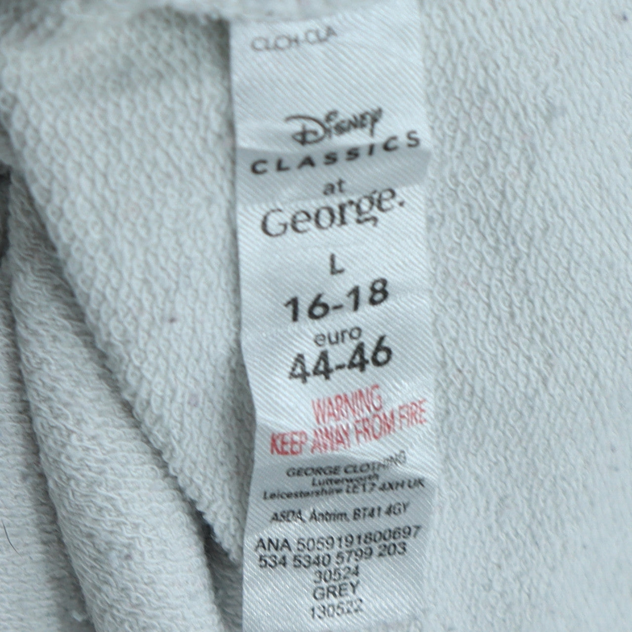 Disney Classics at George Women’s Grey Stitch Sweatshirt L 16-18 Pullover