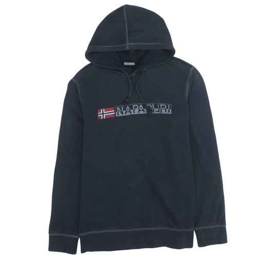 Napapijri Men's Navy Blue Pullover Hoodie Size M Cotton Logo
