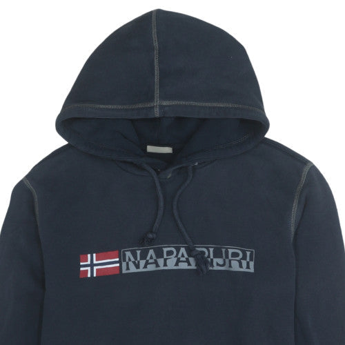 Napapijri Men's Navy Blue Pullover Hoodie Size M Cotton Logo