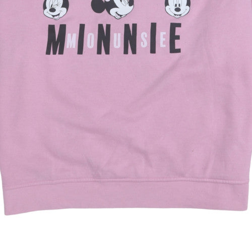 Disney Women Pink Minnie Mouse L Sweatshirt Classic Pullover