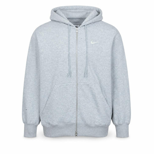Front view of Nike Men's Grey Full Zip Hoodie M Logo Sportswear Sweatshirt