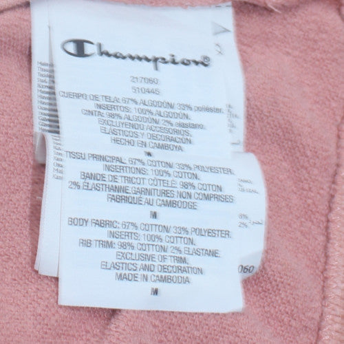 Champion Womens Pink Pullover Hoodie Medium Cotton Blend
