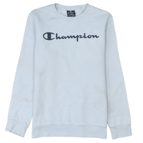 Champion Boys Light Blue Crew Neck Logo Sweatshirt Size 11-12 Years