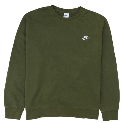 Nike Women Khaki Green Crew Neck Pullover Sweatshirt XXL Cotton Blend