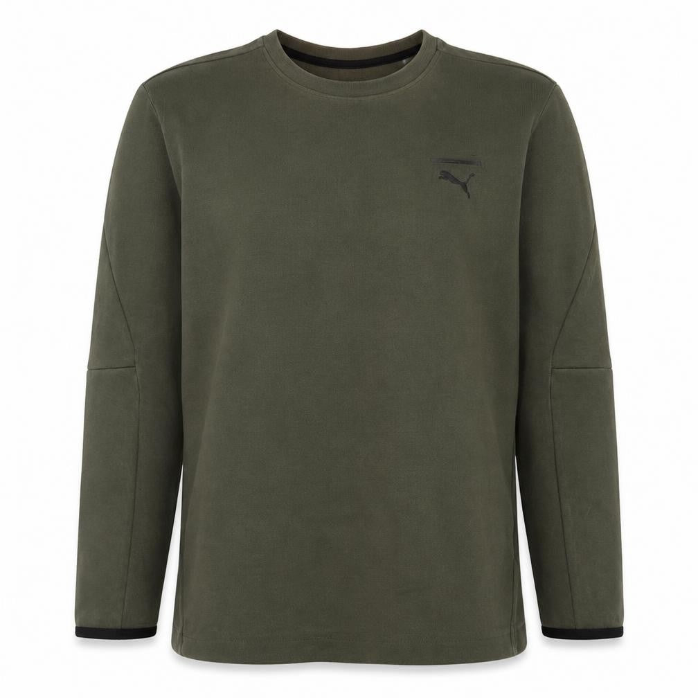 Front view of Puma Men's Green XL Pullover Crew Neck Sweatshirt