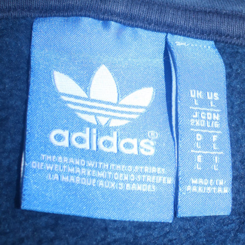Adidas Men's Navy Blue Pullover Hoodie Size L Trefoil Logo Sweatshirt