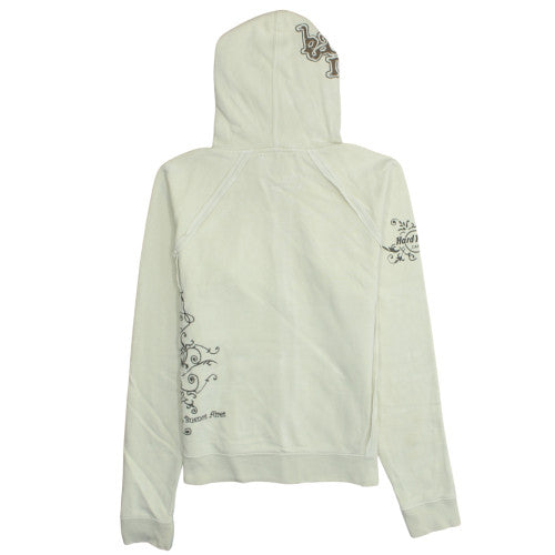 Hard Rock Cafe Women's Beige Full Zip Hoodie Large Cotton Blend
