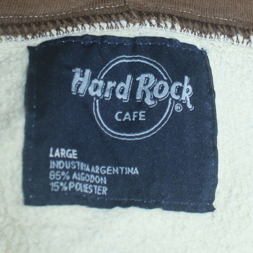 Hard Rock Cafe Women's Beige Full Zip Hoodie Large Cotton Blend