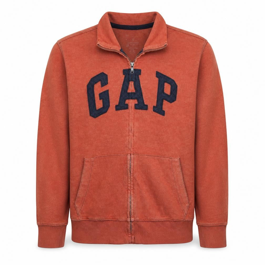 Gap Men's Orange Full Zip Logo Basic Jacket Size M Cotton Blend