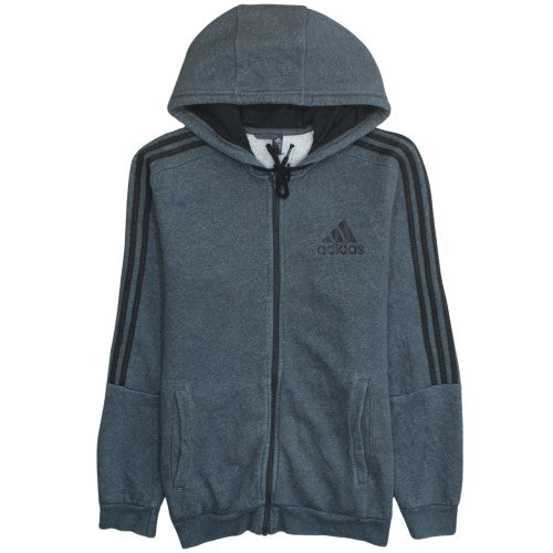 Adidas Men Grey Full Zip Hoodie M Sports Fleece Hooded Sweatshirt