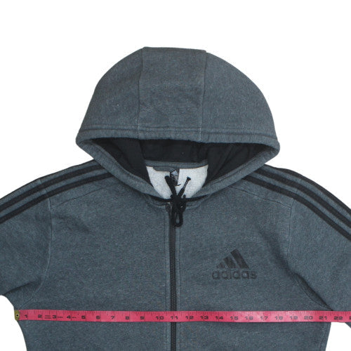 Adidas Men Grey Full Zip Hoodie M Sports Fleece Hooded Sweatshirt