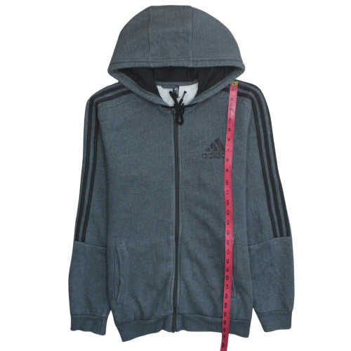 Adidas Men Grey Full Zip Hoodie M Sports Fleece Hooded Sweatshirt