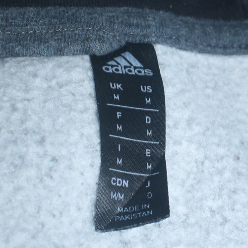 Adidas Men Grey Full Zip Hoodie M Sports Fleece Hooded Sweatshirt