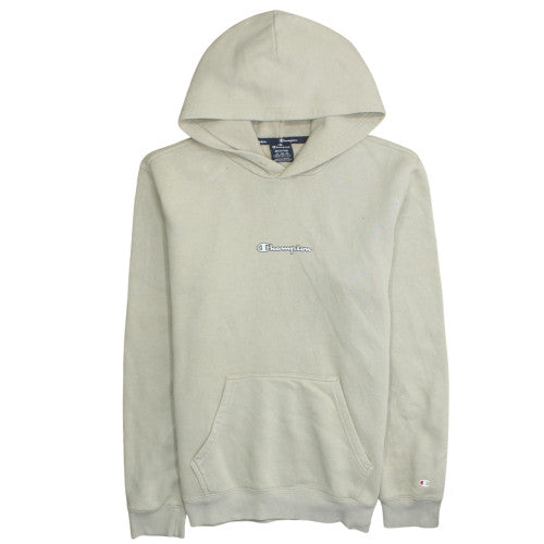 Champion Men's Beige Pullover Hoodie Medium Fleece Logo Sweatshirt