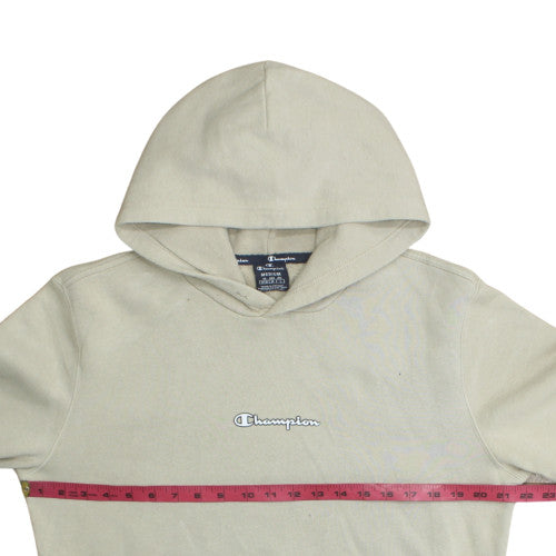 Champion Men's Beige Pullover Hoodie Medium Fleece Logo Sweatshirt