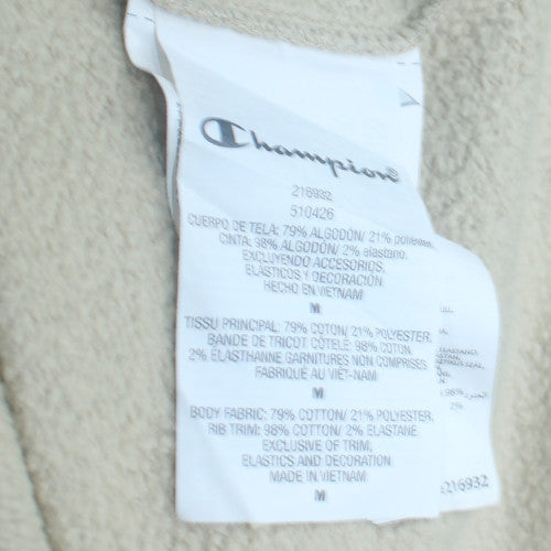 Champion Men's Beige Pullover Hoodie Medium Fleece Logo Sweatshirt