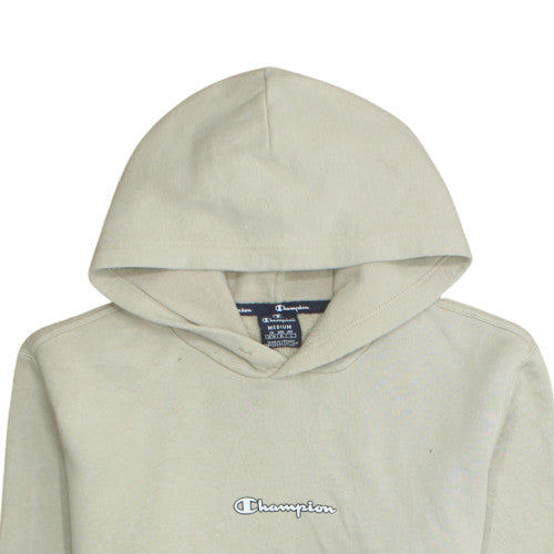 Champion Men's Beige Pullover Hoodie Medium Fleece Logo Sweatshirt