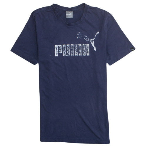 Puma Men's Navy Blue Graphic Logo Crew Neck T-Shirt Size M