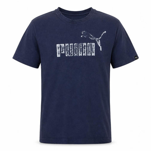Puma Men's Navy Blue Graphic Logo Crew Neck T-Shirt Size M