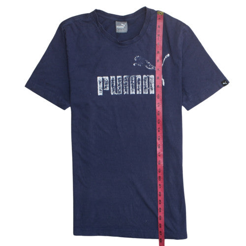 Puma Men's Navy Blue Graphic Logo Crew Neck T-Shirt Size M