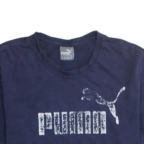 Puma Men's Navy Blue Graphic Logo Crew Neck T-Shirt Size M