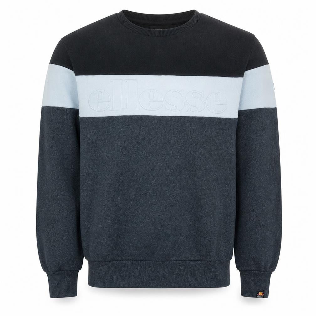 Front view of Ellesse Men's Grey XS Pullover Sweatshirt Crew Neck Retro Logo