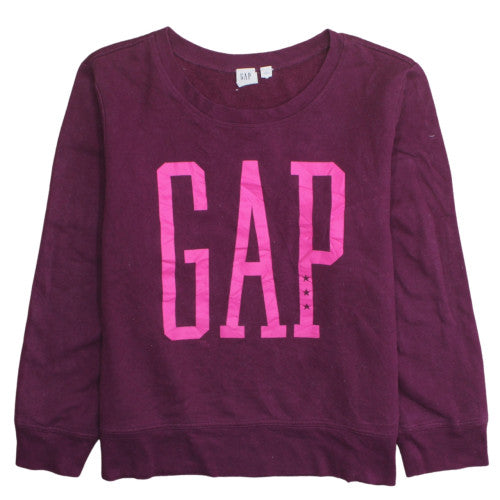 GAP Women’s Purple Logo Pullover Sweatshirt Size L Cotton Blend