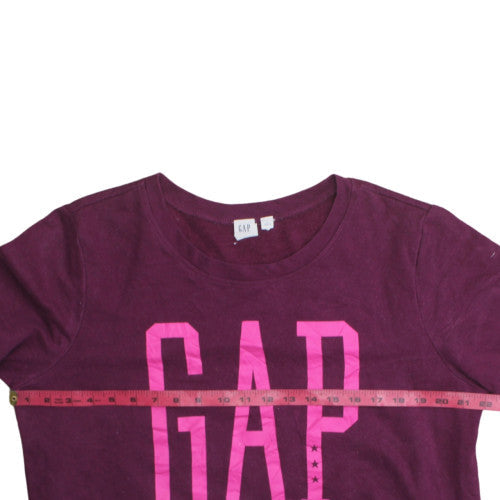 GAP Women’s Purple Logo Pullover Sweatshirt Size L Cotton Blend