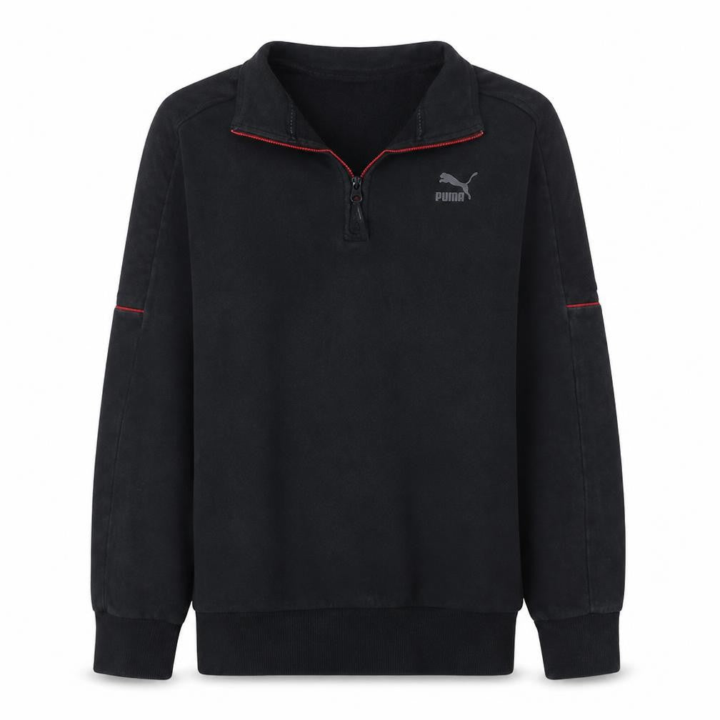 Front view of Puma Men's Black Small 1/4 Zip Pullover Sweatshirt