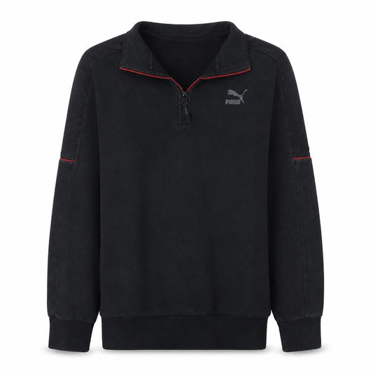 Front view of Puma Men's Black Small 1/4 Zip Pullover Sweatshirt