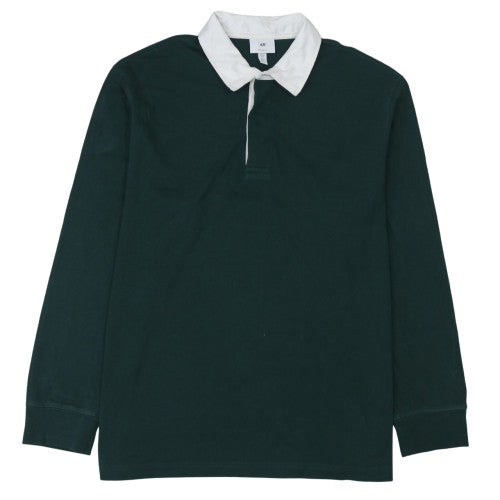 H&M Men's Green XL Collared Henley Rugby Style Sweatshirt