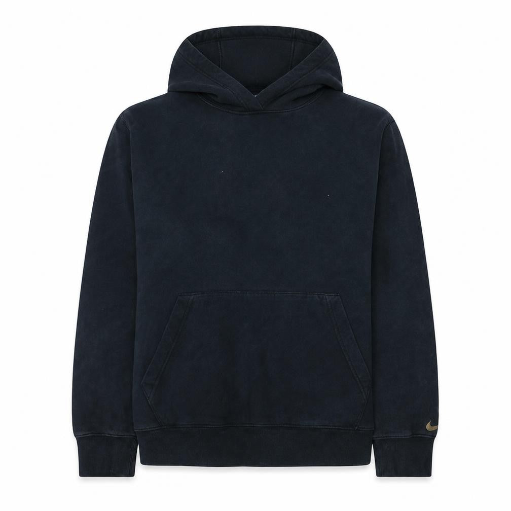 Front view of Nike women’s black pullover hoodie l cotton blend casual sweatshirt