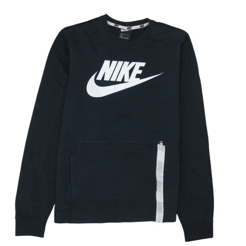 Nike Men’s Black Crew Neck Logo Pullover Sweatshirt Size S