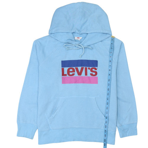 Levi's Mens Blue Pullover Hoodie M Graphic Logo Cotton Blend