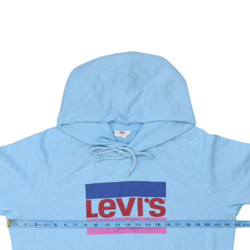 Levi's Mens Blue Pullover Hoodie M Graphic Logo Cotton Blend