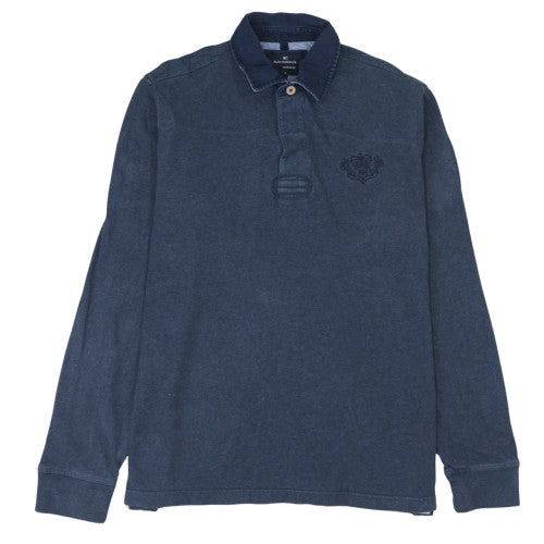 Marks and Spencer Blue Harbour Men's Blue Henley Sweatshirt M