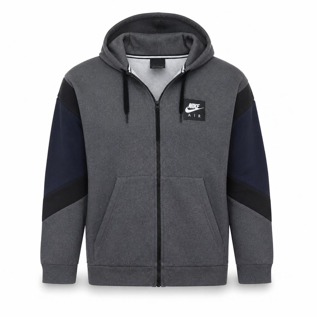 Nike Air Mens Grey Full Zip Hoodie L Sports Fleece Sweatshirt