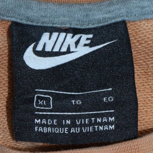 Nike Men's Beige XL Pullover Sweatshirt Crew Neck Logo Jumper