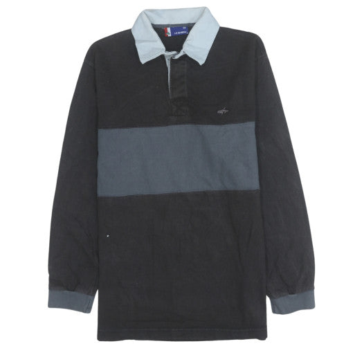 Le Shark Men's Black Rugby Style Collared Sweatshirt Size M