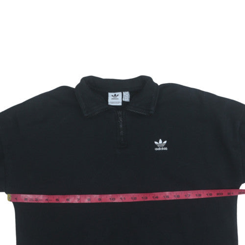 Adidas Women Black 1/4 Zip Pullover Sweatshirt UK 12 Fleece Logo