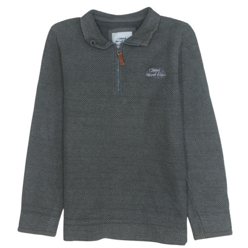 Weird Fish Men's Grey 1/4 Zip Collared Knit Sweatshirt Size M