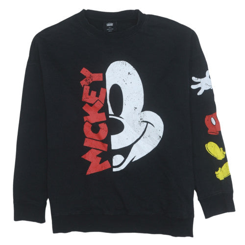 Disney Mickey Mouse Women Black Small Pullover Sweatshirt Graphic Print
