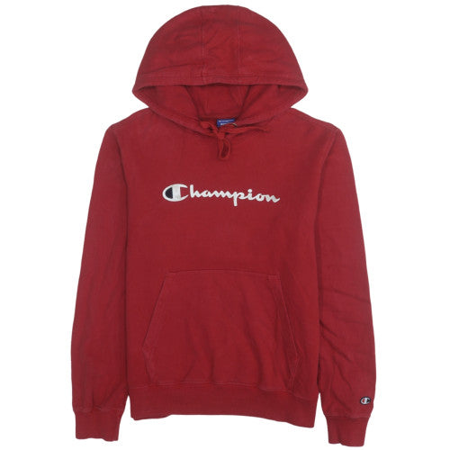 Champion Men's Red Pullover Hoodie Medium Logo Graphic Fleece