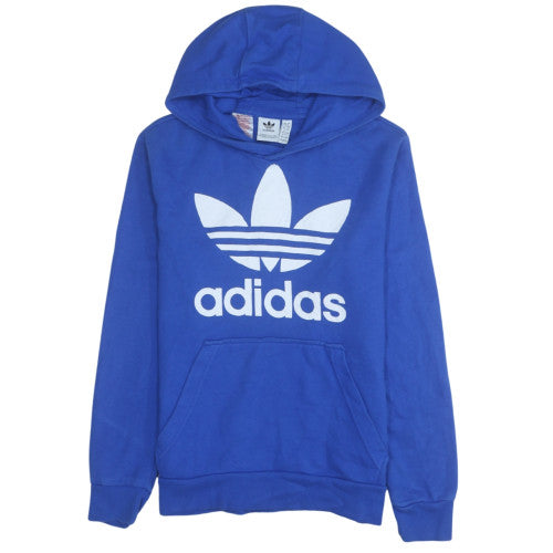 Adidas Boys Blue Pullover Hoodie 164cm Age 13 Logo Cotton Sweatshirt
